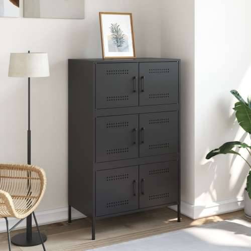 Visoka komoda crna 68 x 39 x 113 cm čelična Crna 1 Cijena