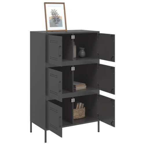 Visoka komoda crna 68 x 39 x 113 cm čelična Crna 1 Cijena