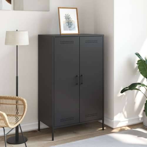 Visoka komoda crna 68 x 39 x 113 cm čelična Crna 1 Cijena