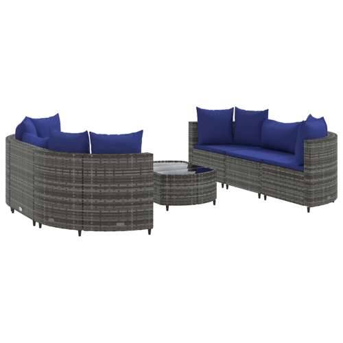 Vrtna garnitura - 7-dijelni set vrtnih sofa sivi od poliratana - Siva i plava 6 Cijena