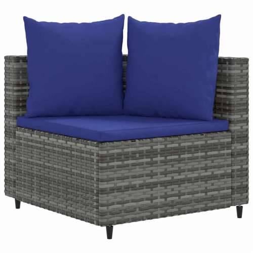 Vrtna garnitura - 7-dijelni set vrtnih sofa sivi od poliratana - Siva i plava 6 Cijena