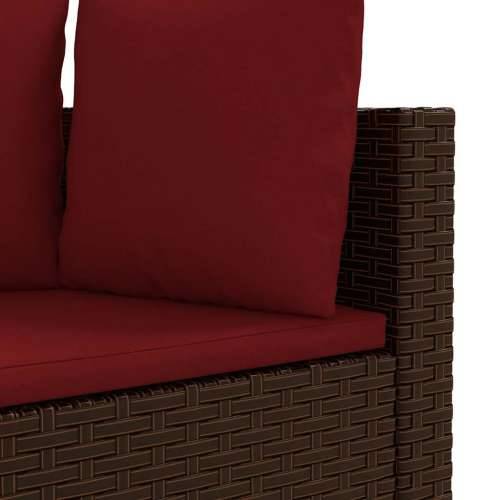 Vrtna garnitura - 3-dijelni set vrtnih sofa s jastucima smeđi od poliratana - Smeđe-crvena 3 Cijena