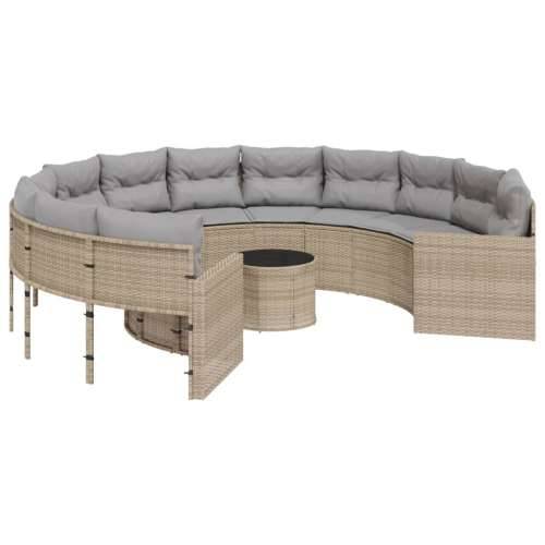 Vrtna sofa sa stolom i jastucima okrugla bež od poliratana - bež i svjetlosiva 1 Okruglo pe rattan and glass Cijena