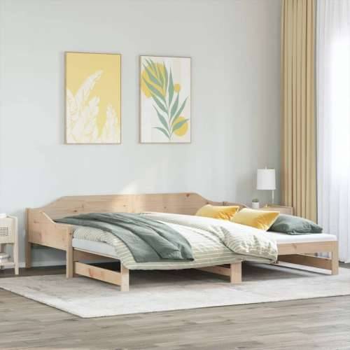 Dnevni krevet na razvlačenje 90 x 200 cm od masivne borovine - Prirodna 90 x 200 cm Cijena