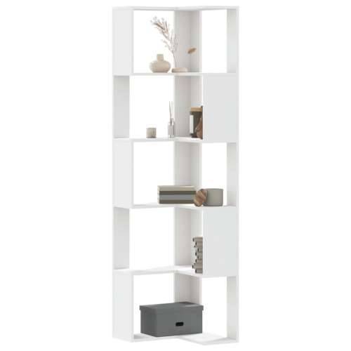 Kutni regal za knjige s 5 razine bijeli 50x50x179 cm drveni - Bijela 1 Cijena