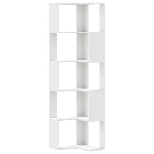 Kutni regal za knjige s 5 razine bijeli 50x50x179 cm drveni - Bijela 1 Cijena