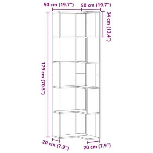 Kutni regal za knjige s 5 razine bijeli 50x50x179 cm drveni - Bijela 1 Cijena