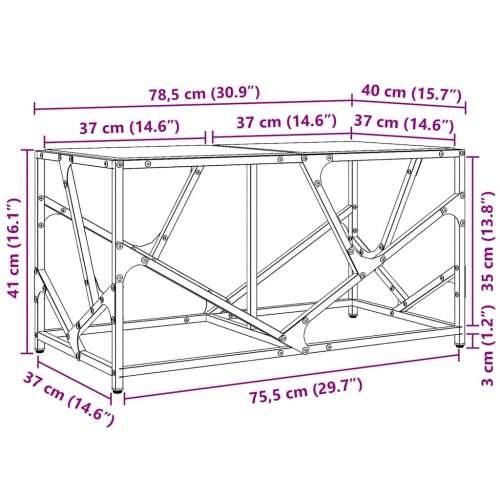 Stolić za kavu s crnom staklenom površinom 78,5x40x41 cm čelik - Crna 1 Cijena