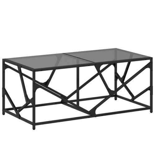Stolić za kavu s crnom staklenom površinom 98,5x50x41 cm čelik Crna 1 Cijena