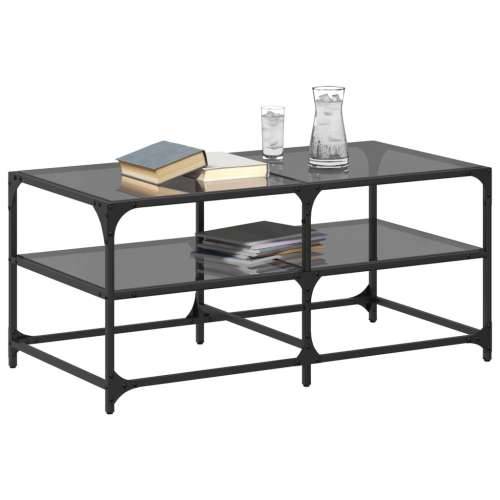 Stolić za kavu s crnom staklenom površinom 98,5x50x45 cm čelik - crno staklo 98.5 x 50 x 45 cm 1 Cijena