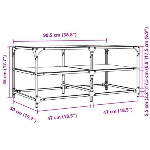 Stolić za kavu s crnom staklenom površinom 98,5x50x45 cm čelik - crno staklo 98.5 x 50 x 45 cm 1 Cijena