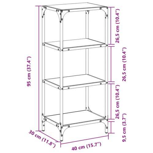 Stalak za pohranu sa staklenim vrhom crni 40x30x95 cm čelični - Crna 40 x 30 x 95 cm 1 Cijena