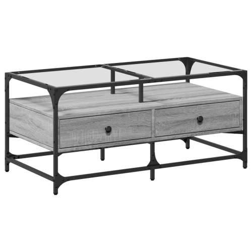 Stolić sa staklenom površinom boja hrasta 98,5x50x45 cm čelik - Sivi hrast sonoma 1 Cijena