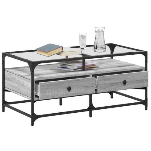 Stolić sa staklenom površinom boja hrasta 98,5x50x45 cm čelik - Sivi hrast sonoma 1 Cijena