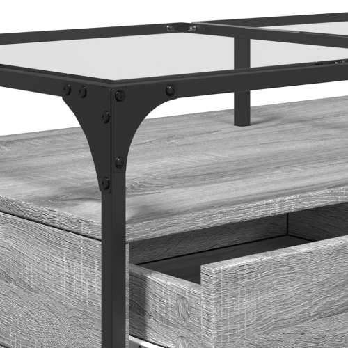 Stolić sa staklenom površinom boja hrasta 98,5x50x45 cm čelik - Sivi hrast sonoma 1 Cijena