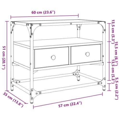 TV ormarić sa staklenom površinom boja hrasta 60x35x51 cm drvo - Smeđi hrast 1 60 cm Cijena