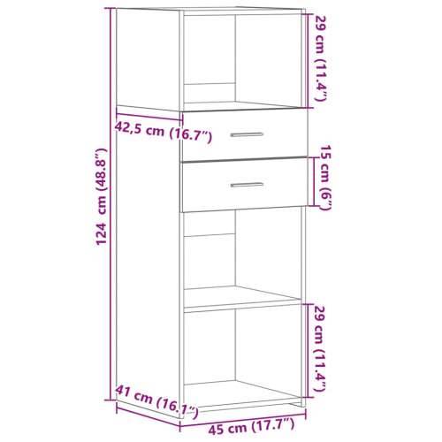 Visoka komoda boja hrasta 45 x 42,5 x 124 cm konstruirano drvo - sonoma hrast 1 Cijena