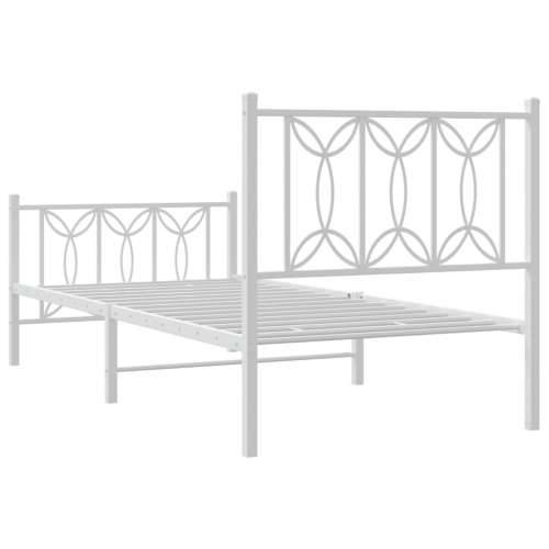 Metalni okvir kreveta uzglavlje i podnožje bijeli 80x200 cm - Bijela 80 x 200 cm s uzglavljem i podnožjem Cijena