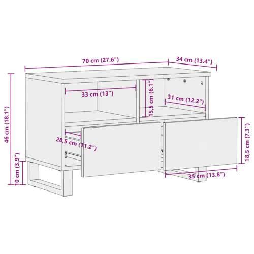 TV ormarić 70 x 34 x 46 cm od masivnog bagremovog drva - Šareni 1 Cijena
