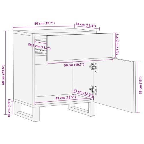 Noćni ormarić 50x34x60 cm od masivnog drva manga - Bijela 1 masivno drvo manga Cijena