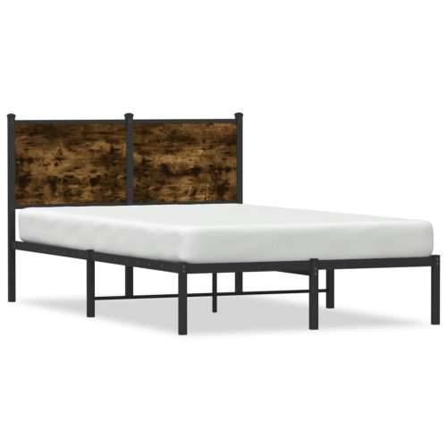 Metalni okvir kreveta bez madraca boja hrasta 120x190 cm - Dimljeni hrast 120 x 190 cm s uzglavljem Cijena