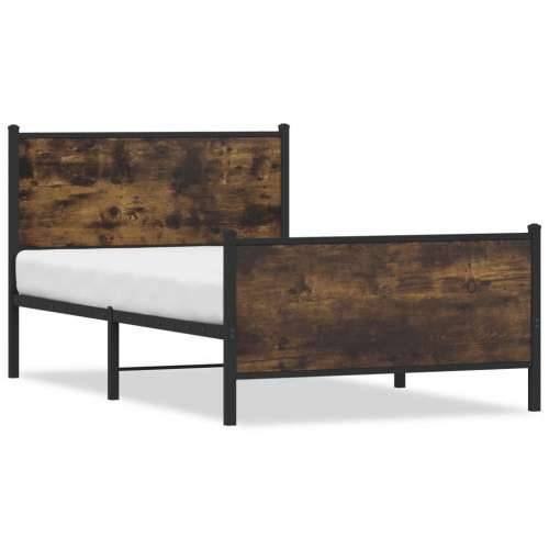 Metalni okvir kreveta bez madraca boja hrasta 100x190 cm - Dimljeni hrast 100 x 190 cm s uzglavljem i podnožjem Cijena