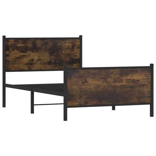 Metalni okvir kreveta bez madraca boja hrasta 100x190 cm - Dimljeni hrast 100 x 190 cm s uzglavljem i podnožjem Cijena