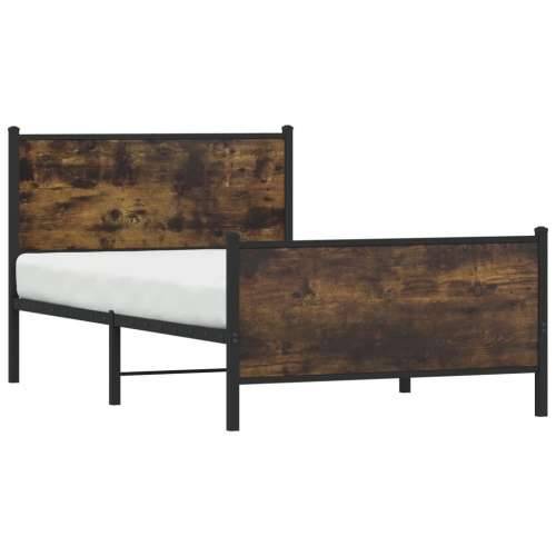 Metalni okvir kreveta bez madraca boja hrasta 100x190 cm - Dimljeni hrast 100 x 190 cm s uzglavljem i podnožjem Cijena