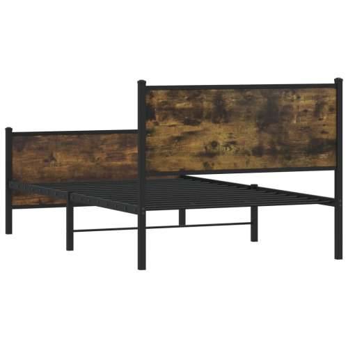 Metalni okvir kreveta bez madraca boja hrasta 100x190 cm - Dimljeni hrast 100 x 190 cm s uzglavljem i podnožjem Cijena