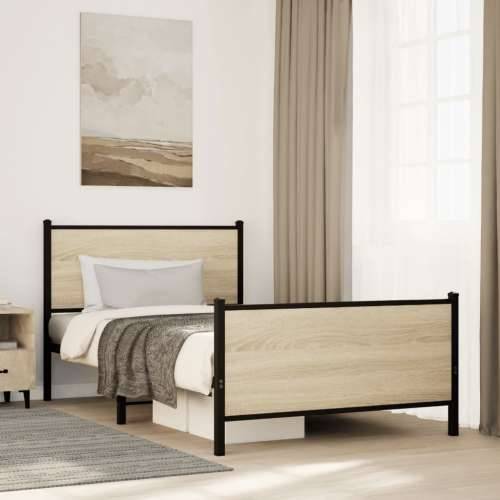Metalni okvir kreveta bez madraca boja hrasta sonome 100x190 cm - sonoma hrast 100 x 190 cm s uzglavljem i podnožjem Cijena