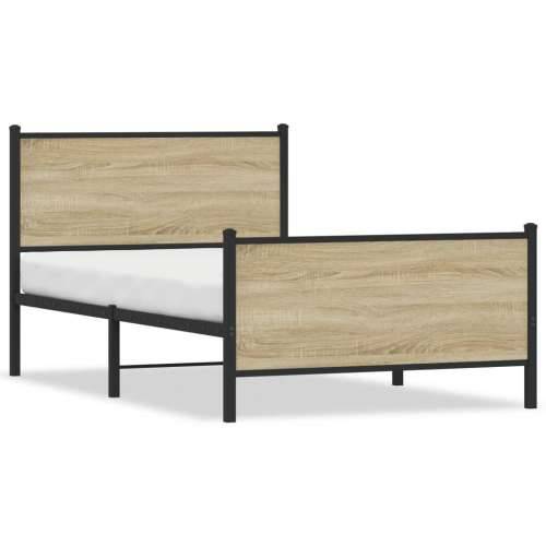 Metalni okvir kreveta bez madraca boja hrasta sonome 100x190 cm - sonoma hrast 100 x 190 cm s uzglavljem i podnožjem Cijena