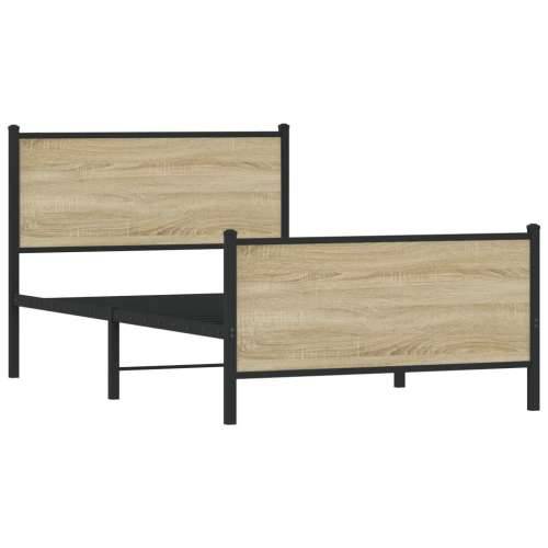 Metalni okvir kreveta bez madraca boja hrasta sonome 100x190 cm - sonoma hrast 100 x 190 cm s uzglavljem i podnožjem Cijena