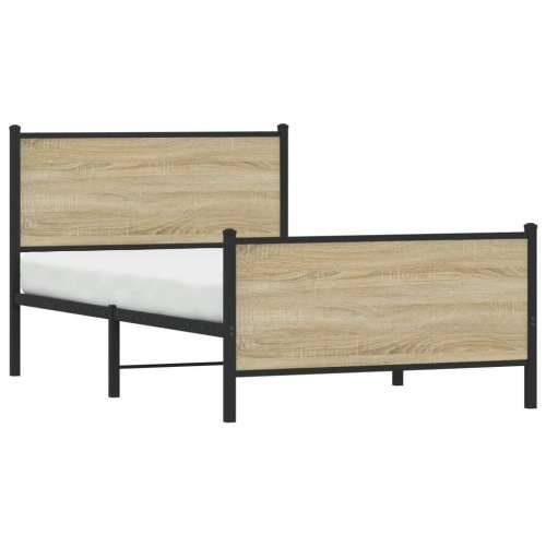 Metalni okvir kreveta bez madraca boja hrasta sonome 100x190 cm - sonoma hrast 100 x 190 cm s uzglavljem i podnožjem Cijena