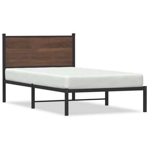 Metalni okvir kreveta bez madraca smeđi hrast 107x203 cm - Smeđi hrast 107 x 203 cm s uzglavljem Cijena