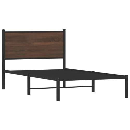 Metalni okvir kreveta bez madraca smeđi hrast 107x203 cm - Smeđi hrast 107 x 203 cm s uzglavljem Cijena