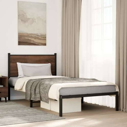 Metalni okvir kreveta bez madraca smeđi hrast 107x203 cm - Smeđi hrast 107 x 203 cm s uzglavljem Cijena