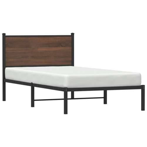 Metalni okvir kreveta bez madraca smeđi hrast 107x203 cm - Smeđi hrast 107 x 203 cm s uzglavljem Cijena