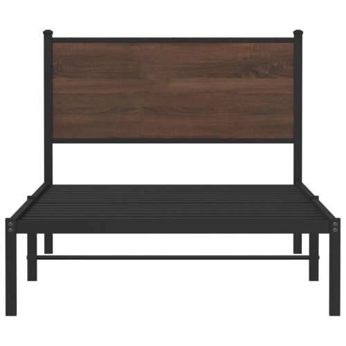 Metalni okvir kreveta bez madraca smeđi hrast 107x203 cm - Smeđi hrast 107 x 203 cm s uzglavljem Cijena