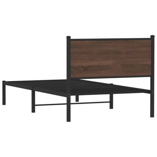 Metalni okvir kreveta bez madraca smeđi hrast 107x203 cm - Smeđi hrast 107 x 203 cm s uzglavljem Cijena