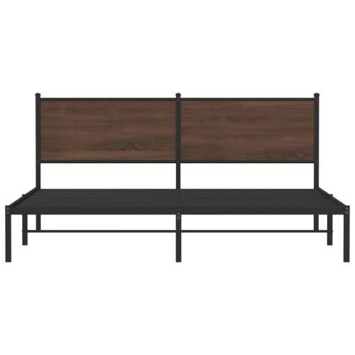 Metalni okvir kreveta bez madraca smeđa boja hrasta 160x200 cm - Smeđi hrast 160 x 200 cm s uzglavljem Cijena
