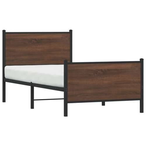 Metalni okvir kreveta bez madraca smeđi hrast 90x190 cm - Smeđi hrast 90 x 190 cm s uzglavljem i podnožjem Cijena