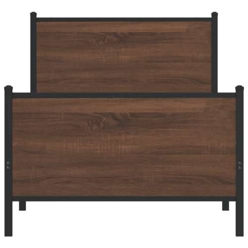 Metalni okvir kreveta bez madraca smeđi hrast 90x190 cm - Smeđi hrast 90 x 190 cm s uzglavljem i podnožjem Cijena