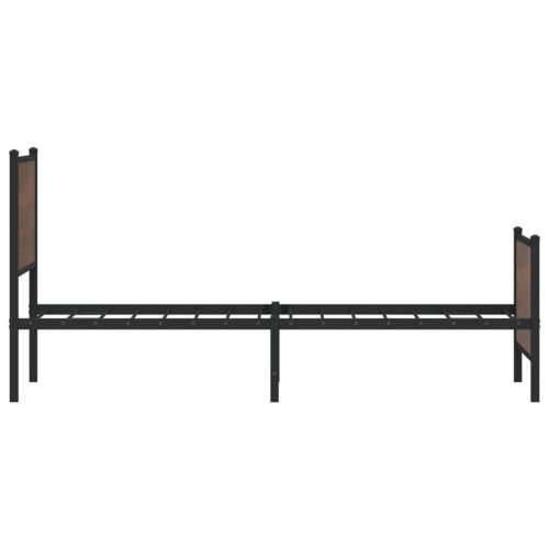 Metalni okvir kreveta bez madraca smeđi hrast 90x190 cm - Smeđi hrast 90 x 190 cm s uzglavljem i podnožjem Cijena