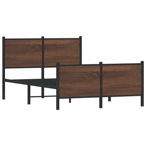 Metalni okvir kreveta bez madraca smeđa boja hrasta 137x190 cm - Smeđi hrast 137 x 190 cm s uzglavljem i podnožjem Cijena