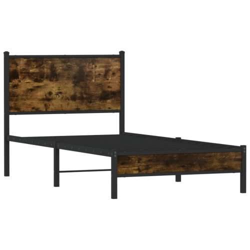 Metalni okvir kreveta bez madraca boja hrasta 90x190 cm - Dimljeni hrast 90 x 190 cm s uzglavljem i niskim podnožjem Cijena