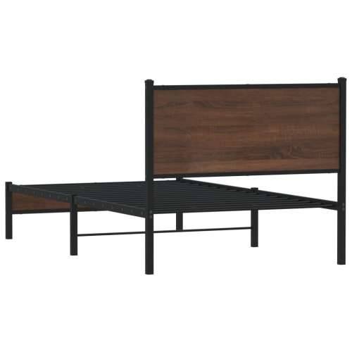 Metalni okvir kreveta bez madraca smeđi hrast 100x200 cm - Smeđi hrast 100 x 200 cm s uzglavljem i niskim podnožjem Cijena