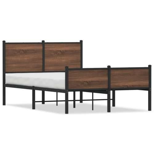 Metalni okvir kreveta bez madraca smeđi hrast 120x190 cm - Smeđi hrast 120 x 190 cm s uzglavljem i visokim podnožjem Cijena