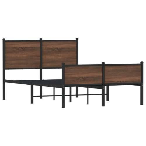 Metalni okvir kreveta bez madraca smeđi hrast 120x190 cm - Smeđi hrast 120 x 190 cm s uzglavljem i visokim podnožjem Cijena