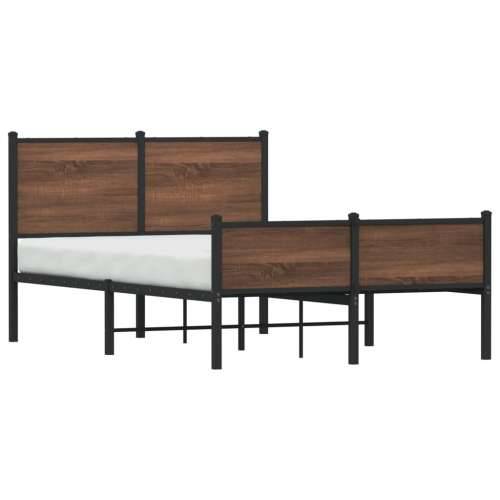 Metalni okvir kreveta bez madraca smeđi hrast 120x190 cm - Smeđi hrast 120 x 190 cm s uzglavljem i visokim podnožjem Cijena