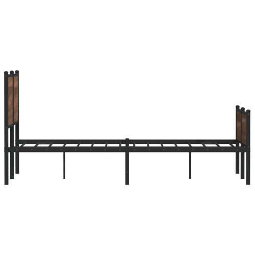 Metalni okvir kreveta bez madraca smeđi hrast 120x190 cm - Smeđi hrast 120 x 190 cm s uzglavljem i visokim podnožjem Cijena